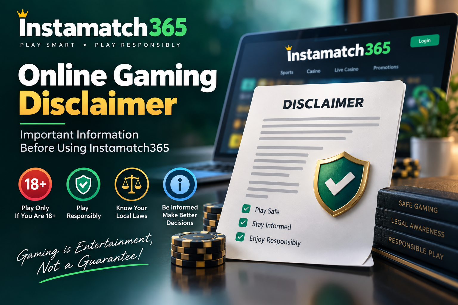 Online Gaming Disclaimer & Responsible Gaming Guide | Instamatch365